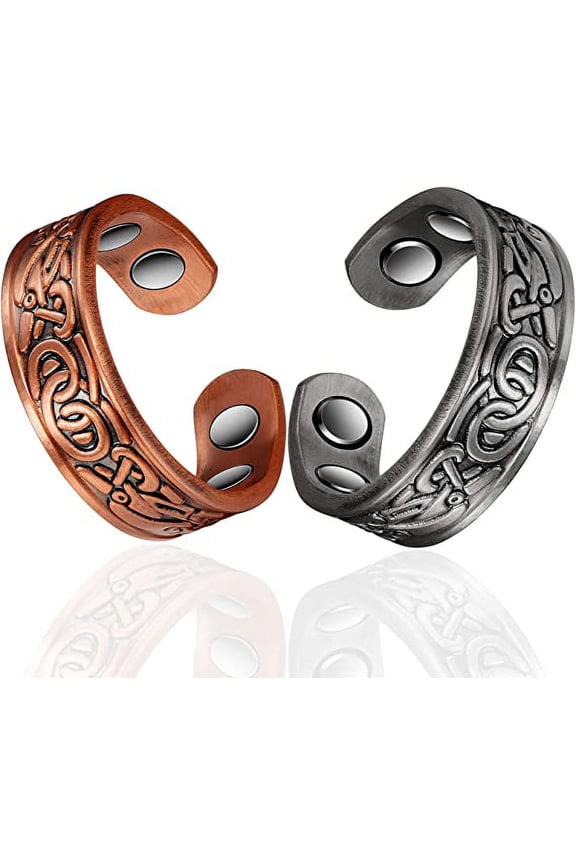 Celtic Design Copper Magnetic Rings, Set of 2, Pure Copper Jewelry, Gift for Mom Wife