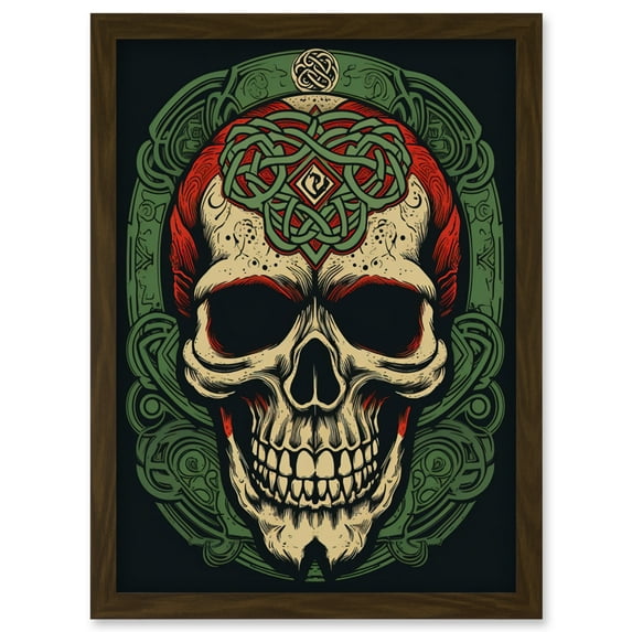 Celtic Design Skull Old School USA Tattoo Ink Body Rockabilly Americana 50s Artwork Framed Wall Art Print A4