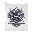 thumbnail image 1 of Celtic Dragon Soft Flannel Fleece Throw Blanket, Knot with Serpent Eyes Northern Style, Cozy Plush for Indoor and Outdoor Use, 60" x 80", Violet Blue Off White, by Ambesonne, 1 of 6