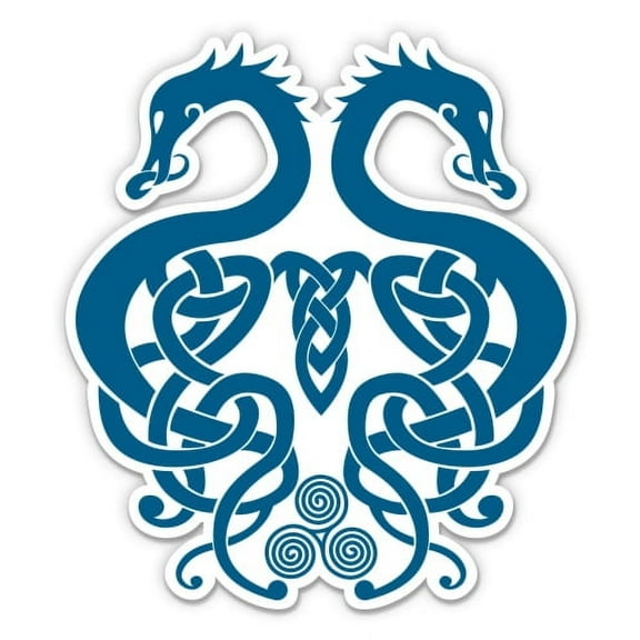 Celtic Dragons - 3" Vinyl Sticker - For Car Laptop I-Pad Phone Helmet Hard Hat - Waterproof Decal