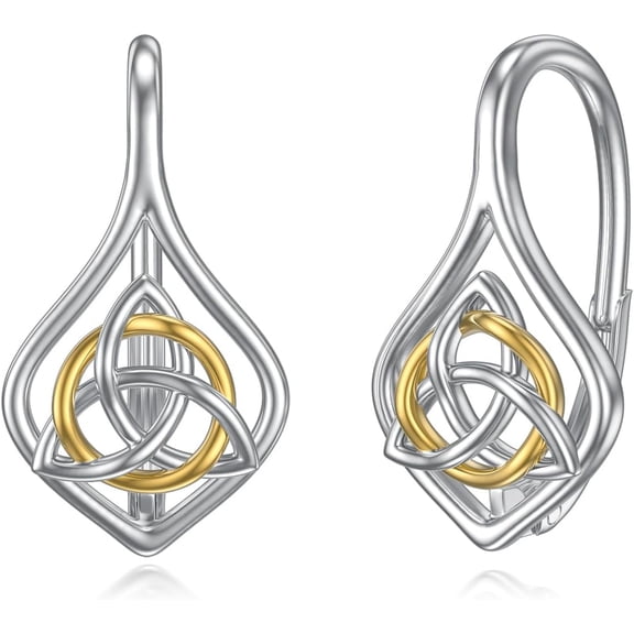 Celtic Earrings Sterling Silver Celtic Knot Trinity Knot Leverback Earrings for Women Irish Jewelry Gifts