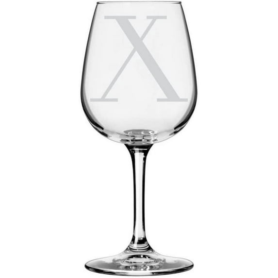 Celtic Etched Monogram All Purpose 12.75oz Libbey Wine Glass Letter X