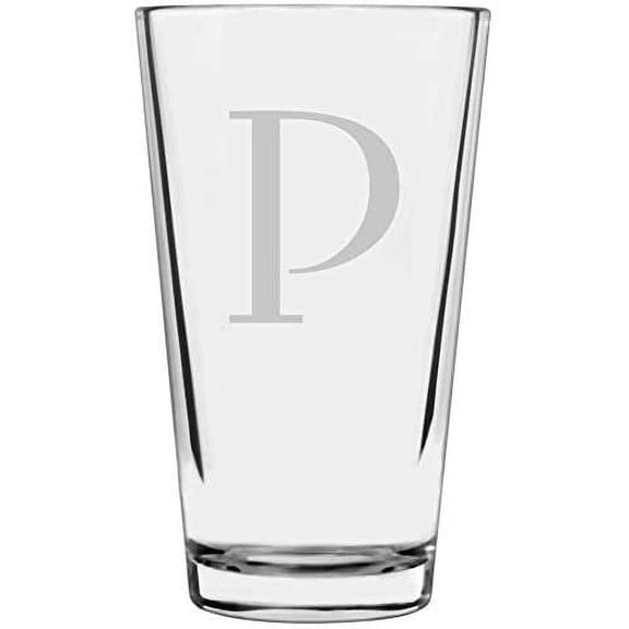 Celtic Etched Monogram All Purpose 16oz Libbey Pint Glass Letter P