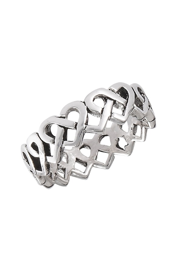 Celtic Eternity Criss Cross Heart Promise Ring Sterling Silver Band 925 Jewelry Female Male Size 10