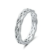 925 Sterling Silver Twisted Shape Diamond Wedding Band Ring - Walmart.com