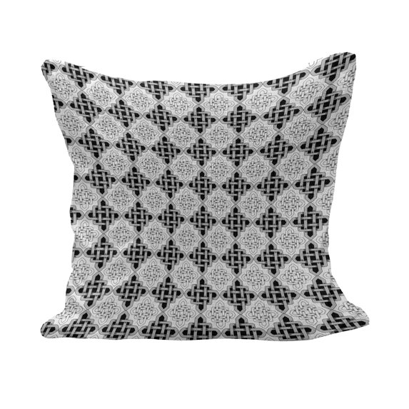 Celtic Fluffy Throw Pillow Cushion Cover, Scandinavian Celtic Regular Interlace Nested Old Motif Retro Vintage Design, Decorative Square Accent Pillow Case, 24" x 24", Grey White, by Ambesonne