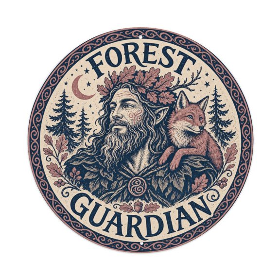 Celtic Forest Guardian Wall Art Plaque Metal Tin Sign Plaque