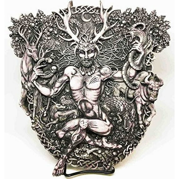 Celtic Forest Lord Horned God Cernunnos Wall Plaque Sculpture In Resin Awesome Details