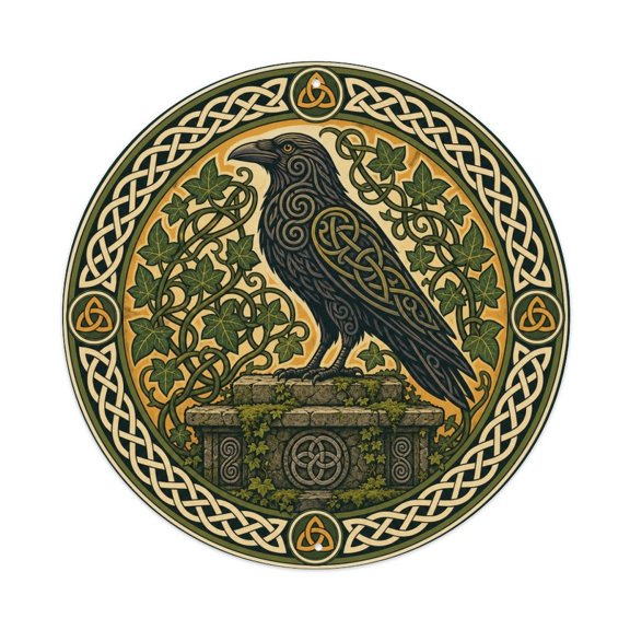 Celtic Forest Raven Protector Wall Plaque Decor Metal Tin Sign Plaque