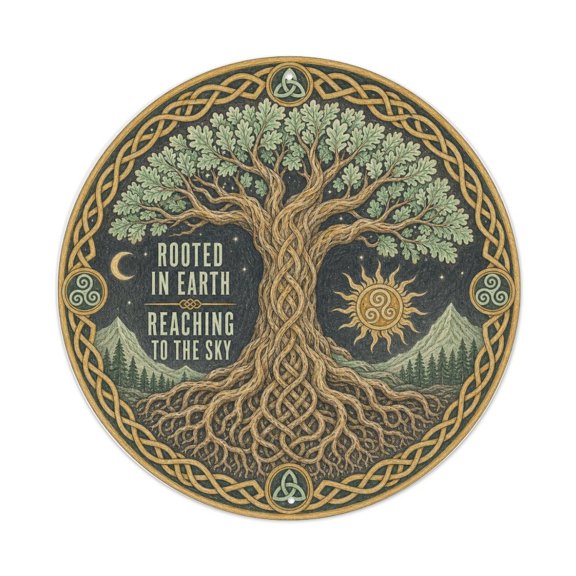 Celtic Forest World Oak Tree Wooden Wall Plaque Metal Tin Sign Plaque