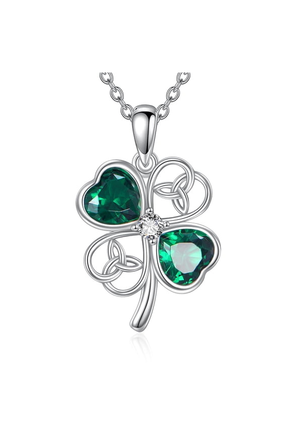 Celtic Four Leaf Clover Necklace for Women Sterling Silver Four Leaf Clover Pendant Necklace Celtic Jewelry Lucky Gifts for Women