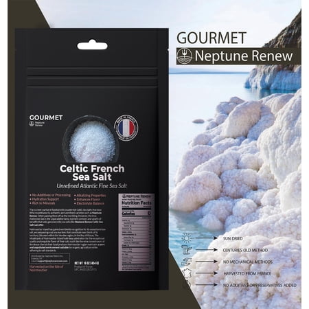 Celtic French Sea Salt, 16 oz, 100% All Natural, Imported, Unrefined Celtic Salt, Fine Ground