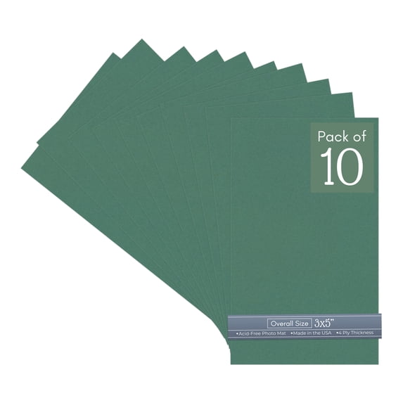 Celtic Green 3x5 Inch Uncut Art Mat Board - No Opening - 10 Mats