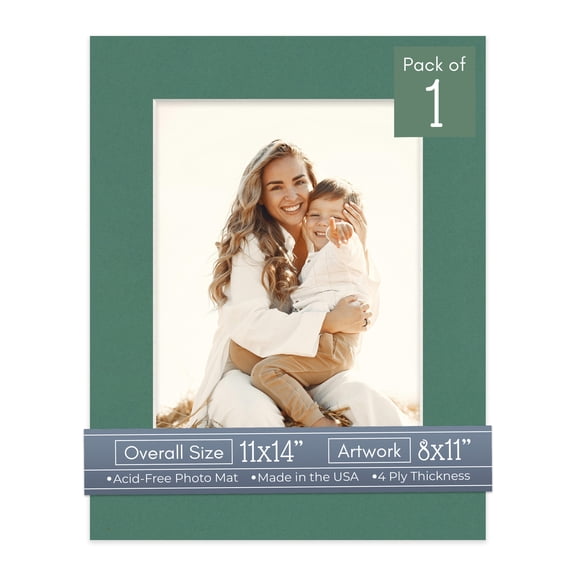 Celtic Green Picture Frame Mat for 11x14 Frames - Fits 8x11 Photos - 1 Mat