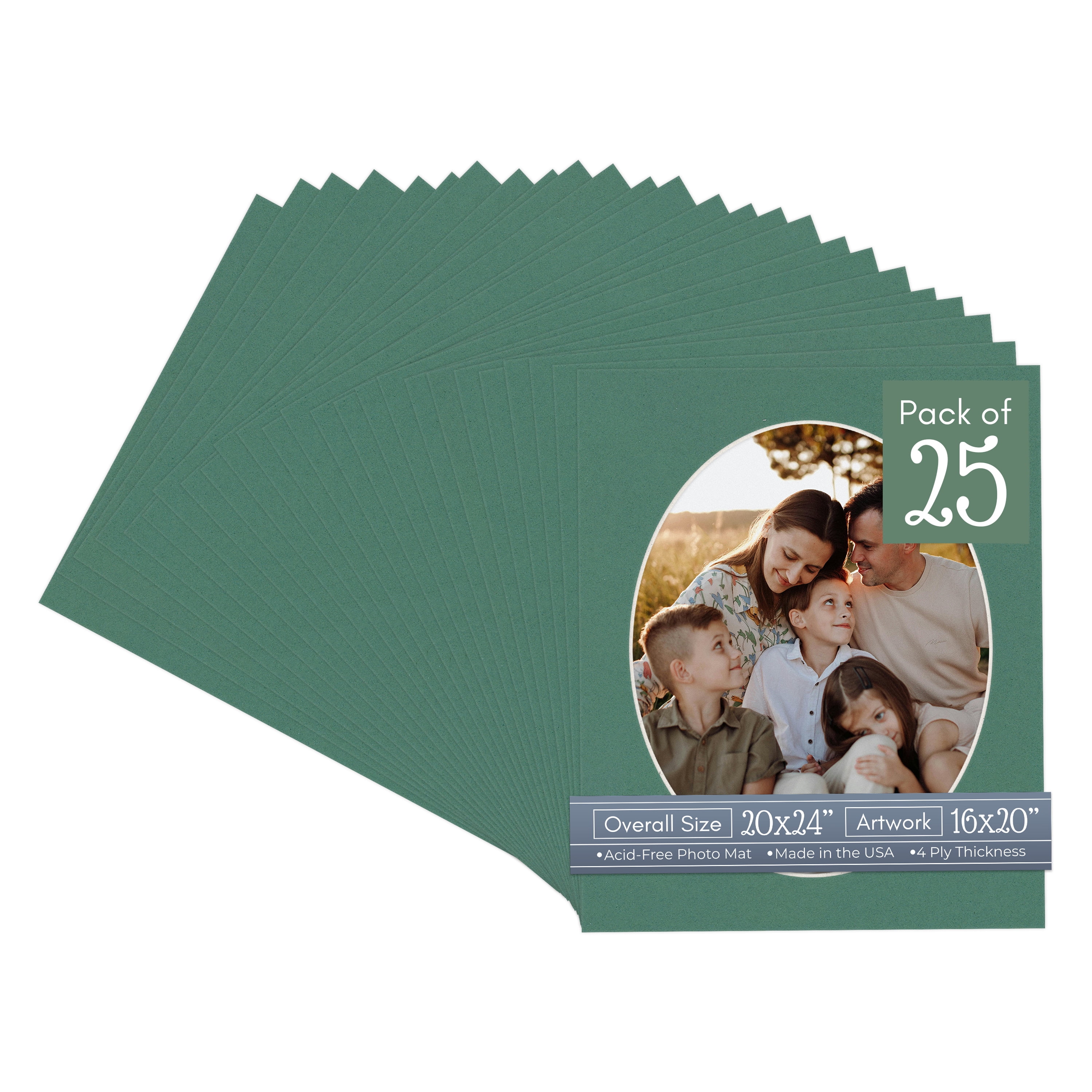 Celtic Green Picture Frame Mat for 20x24 Frames - Oval Opening for ...