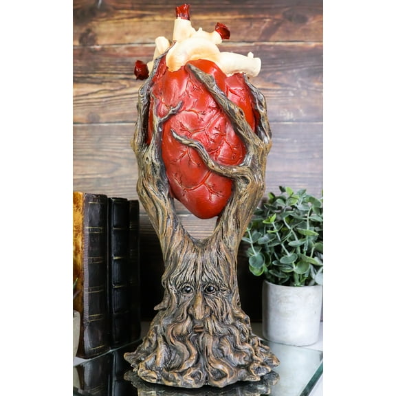 Celtic Greenman Ent Holding Red Human Anatomy Heart Figurine