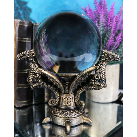 Celtic Guardian Leviathan Trinity Dragon Meditation Gazing Ball Wicca Figurine