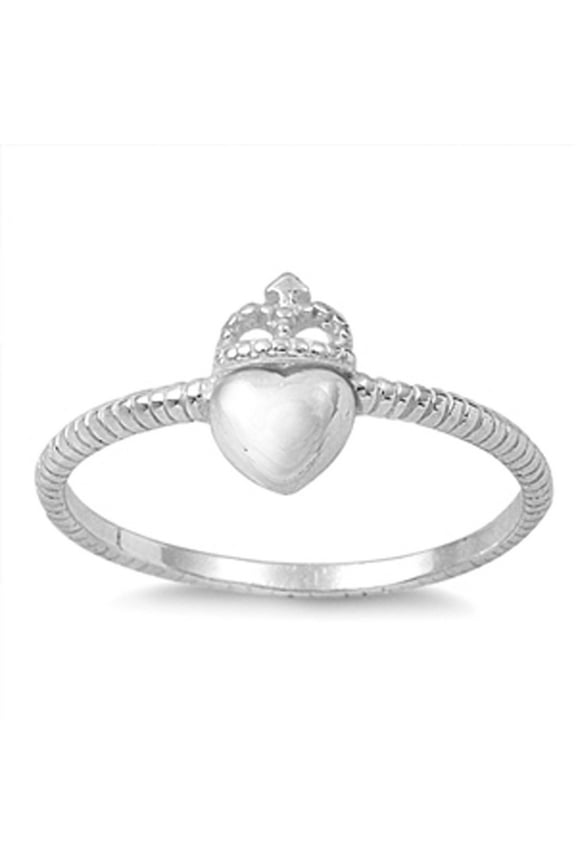 Celtic Heart Crown Ring .925 Sterling Silver Rope Band Jewelry Female Male Unisex Size 7