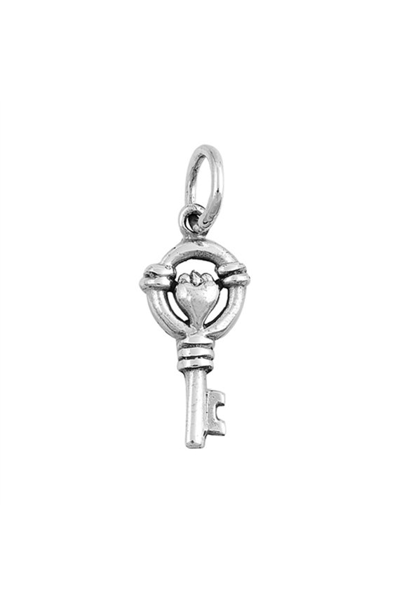 Celtic Heart Key Pendant .925 Sterling Silver Rope Circle Promise Charm Jewelry Female Unisex