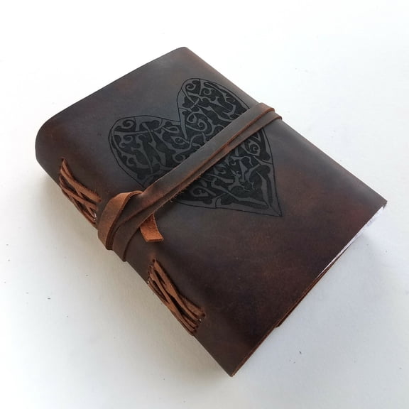 Celtic Heart Knot Custom Leather Journal, Free Personalization 5" x 7" Unlined