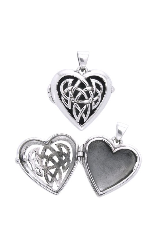Celtic Heart Locket 925 Sterling Silver Pendant Eternal Love Ancestry Jewelry