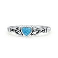 thumbnail image 1 of Celtic Heart Oxidized Ring Ring Lab Created Opal 925 Sterling Silver Size 7, 1 of 5