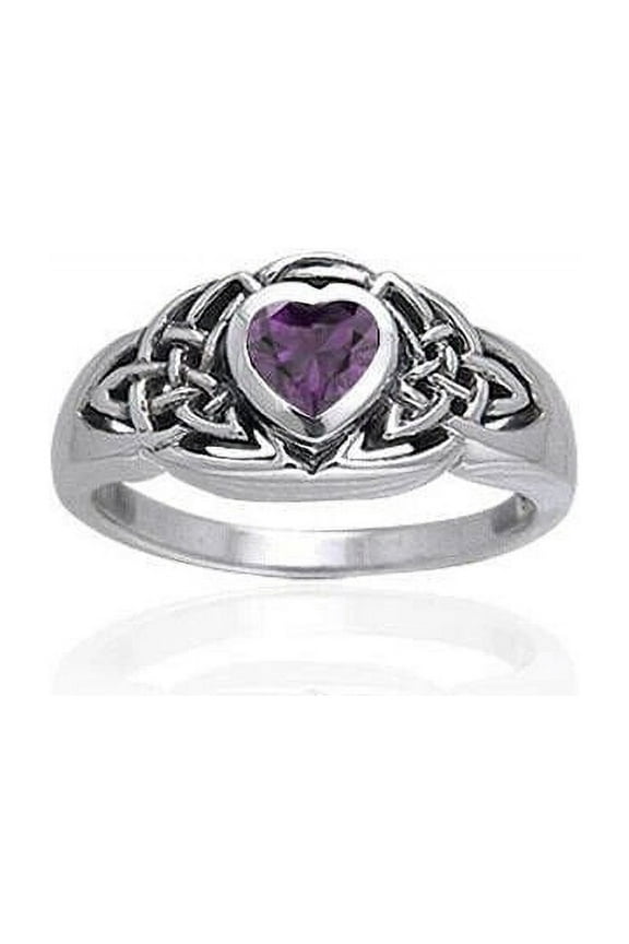 Celtic Heart Ring Amethyst 925 Sterling Silver Fine Heritage Eternity Jewelry