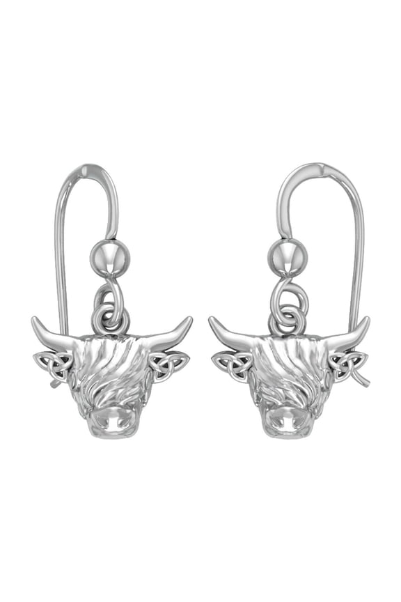 Celtic Highland Cow Trinity 925 Sterling Silver Earrings Fine Heritage Jewelry