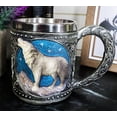 thumbnail image 1 of Celtic Howling Direwolf Gray Wolf At Starry Night Mountains Coffee Mug 14oz, 1 of 8