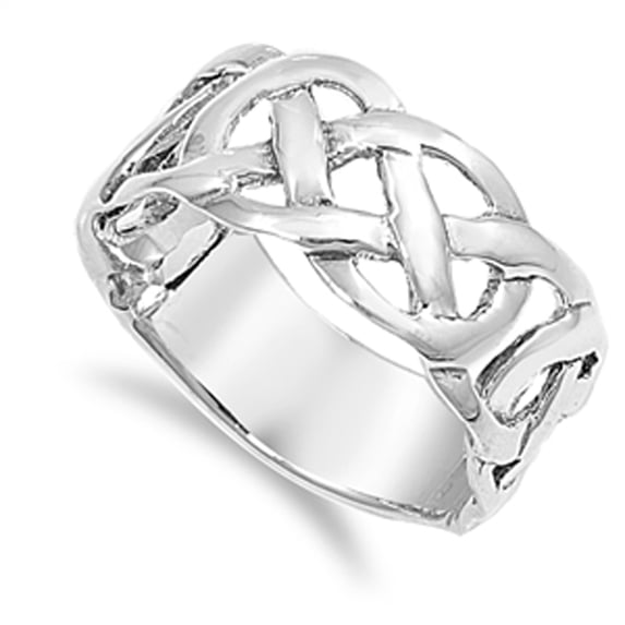 Celtic Infinity Endless Knot Weave Ring .925 Sterling Silver Band Jewelry Female Male Unisex Size 12