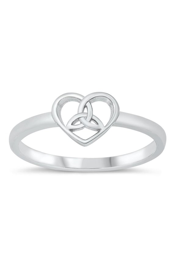 Celtic Interlocking Hearts Love Knot Ring .925 Sterling Silver Band Jewelry Female Male Size 5