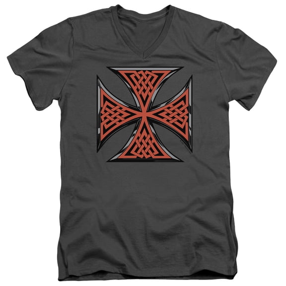 - Celtic Iron Cross - Slim Fit V Neck Shirt - Medium