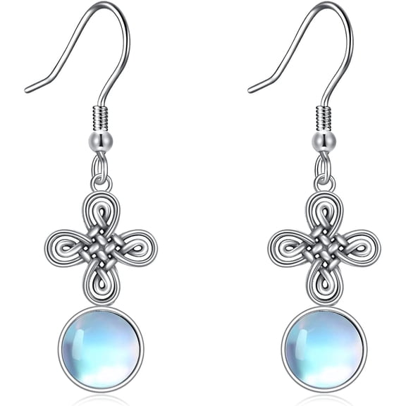 Celtic Jewelry for Women Moonstone Earrings 925 Sterling Silver Celtic Knot Irish Jewelry Gifts for Women