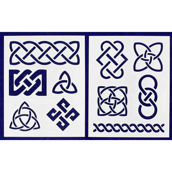 Celtic Knot- 2 Pieces-Stencil -Mylar 14 Mil 17.5" H X 14" W - Painting/Crafts/Template