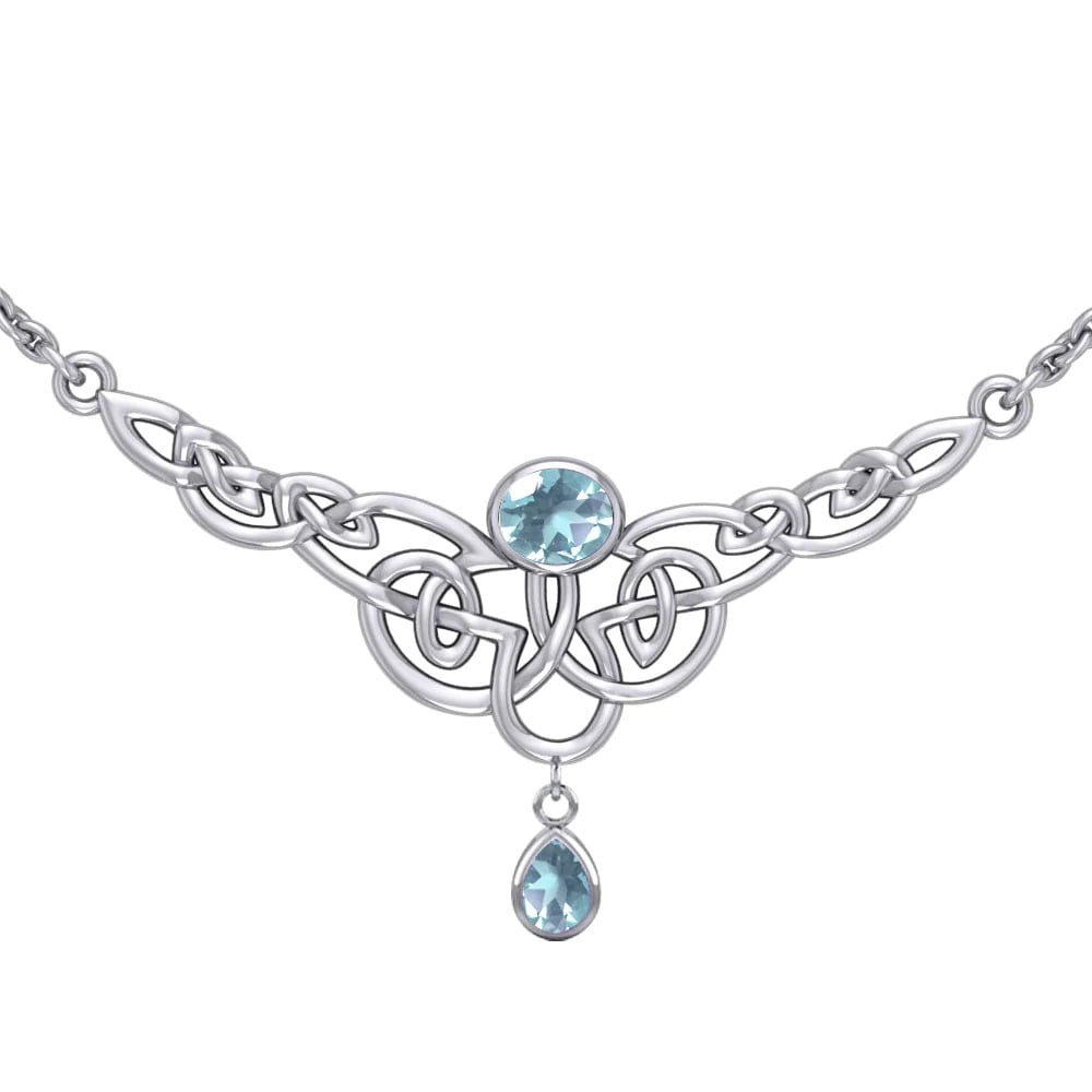 YFN Celtic Triquetra Knot Necklace - 925 Sterling Silver Witch Knot Pendant With Birthstone For Women