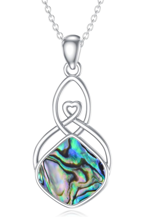 Celtic Knot Abalone Shell Necklace 925 Sterling Silver Celtic Knot Teardrop Abalone Shell Pendant Necklace Irish Good Luck Jewelry Gifts for Women Irish Good Luck Jewelry Gifts for Women