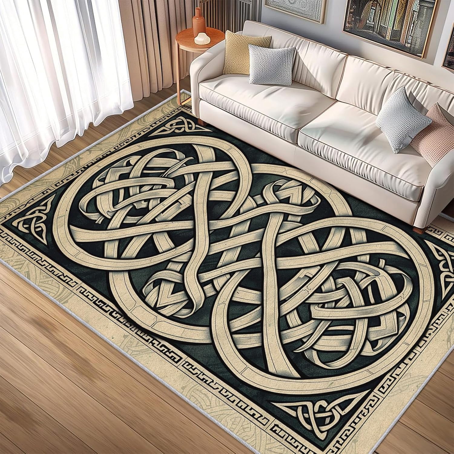 Celtic Knot Area Rugs, Viking Norse Mythology Carpet, Washable Non Slip ...
