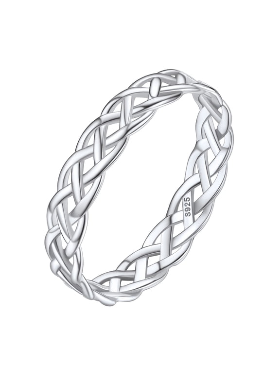 Vintage 925 Sterling SIlver Rings for Women Celtic Knot Eternity Band Ring Birthday Christmas Valentines Jewelry Gift, Size 8