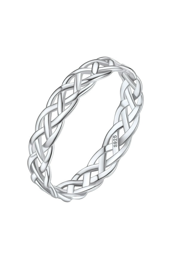Vintage 925 Sterling SIlver Rings for Women Celtic Knot Eternity Band Ring Birthday Christmas Valentines Jewelry Gift, Size 8