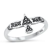 Celtic Knot Bird Ring .925 Oxidized Sterling Silver Band Jewelry Female Male Unisex Size 4