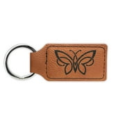 Celtic Knot Butterfly Keychain Leatherette Rectangle - Laser Engraved - Many Colors - Key Chain Ring - pseudo-celtic eternity of life infinite - Rawhide