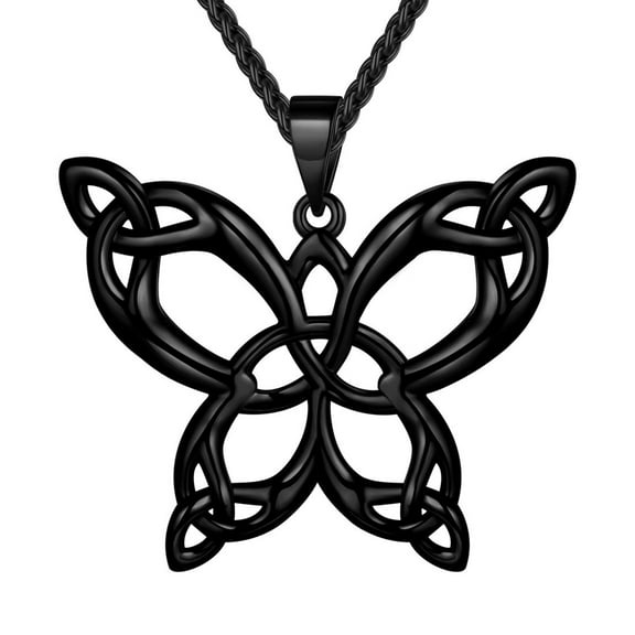 Celtic Knot Butterfly Necklace 18K Gold Plated Irish Trinity Knot Butterfly Jewelry for Women Men