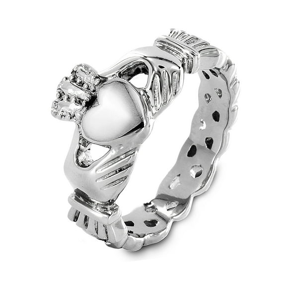 ELYA Jewelry Women's Celtic Knot Claddagh Steel Ring