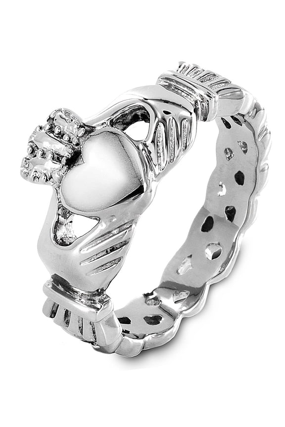 Jewelry Women's Celtic Knot Claddagh Steel Ring