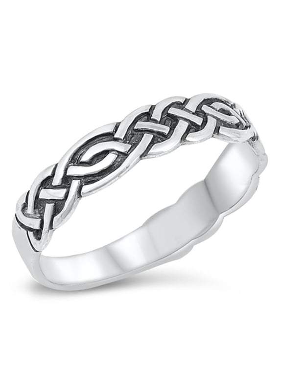 Celtic Knot Criss Cross Braid Wedding Ring .925 Sterling Silver Band Jewelry Female Male Size 12