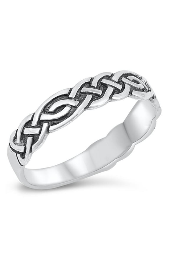 Celtic Knot Criss Cross Braid Wedding Ring .925 Sterling Silver Band Jewelry Female Male Size 12