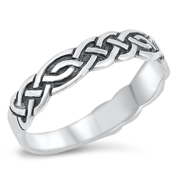 Celtic Knot Criss Cross Braid Wedding Ring .925 Sterling Silver Band Jewelry Female Male Size 9