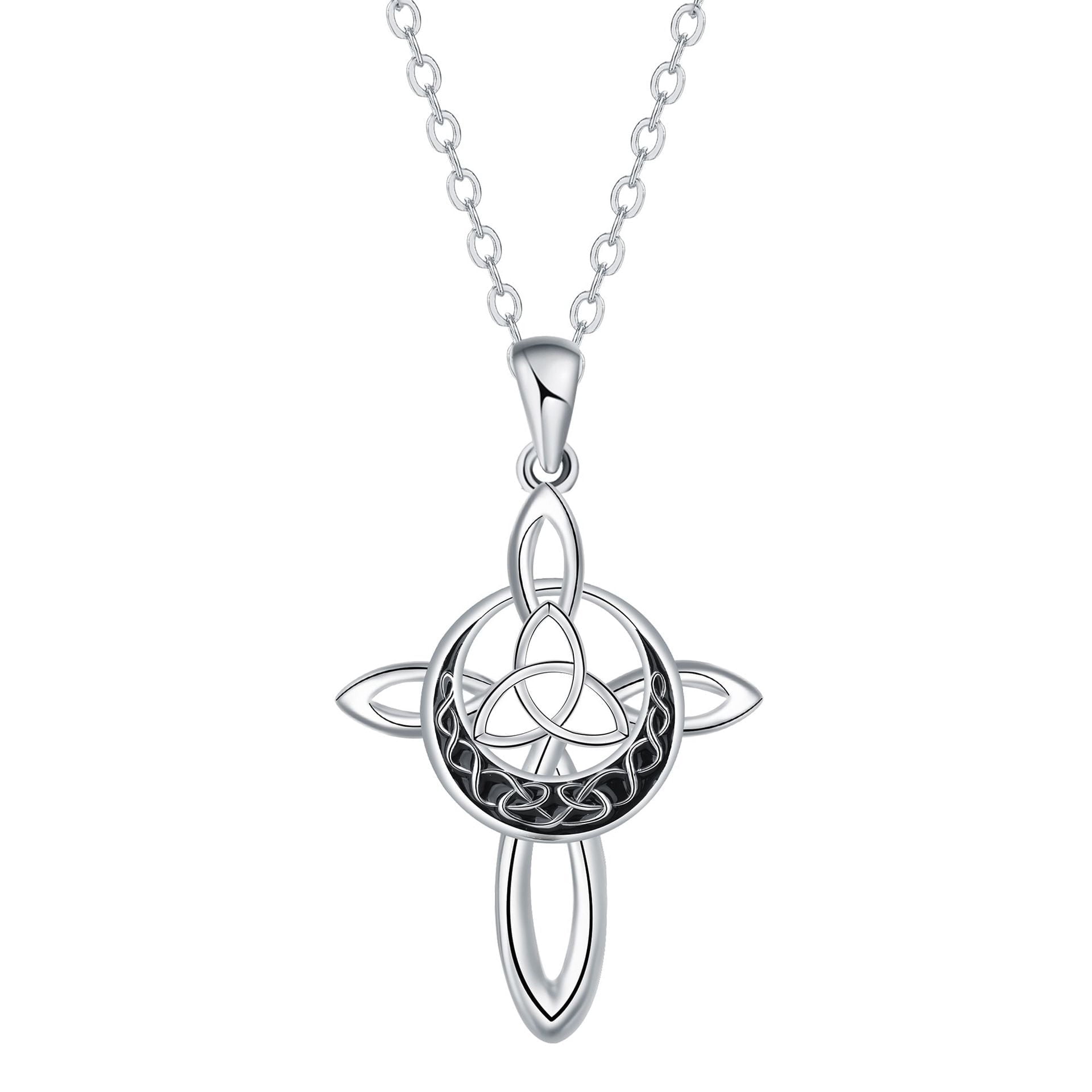 Celtic Knot Cross Pendant Necklace Sterling Silver Religious Irish ...