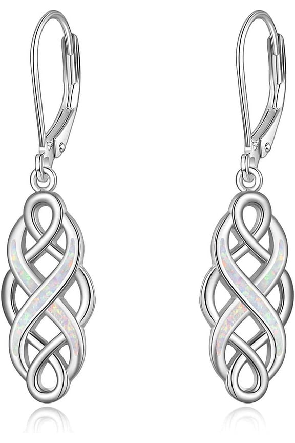 Celtic Knot Dangle Earrings Good Luck Irish Celtic Knot Leverback Dangles Earrings for Women