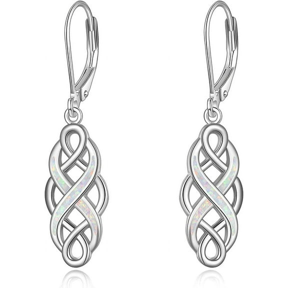 Celtic Knot Dangle Earrings Good Luck Irish Celtic Knot Leverback Dangles Earrings for Women